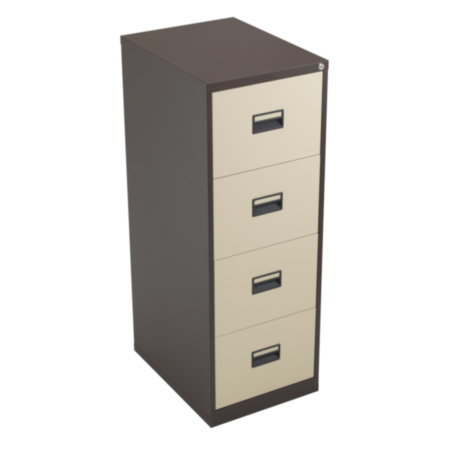 Steel 4 Drawer Lockable Filing Cabinet - Coffee Cream