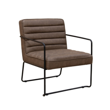 Decco Low Back Brown Reception Chair with Black Metal Frame - Brown
