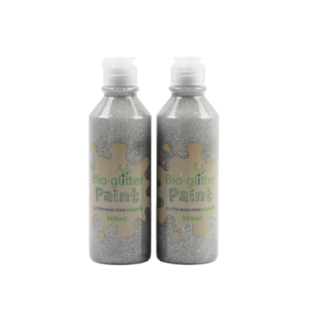 Bio Glitter Paint Silver 300ml Pack of 2
