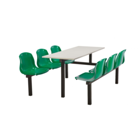 Harvey Polypropylene Indoor 6 Seater Fast Food Seating Unit- Accessible from 1 Side