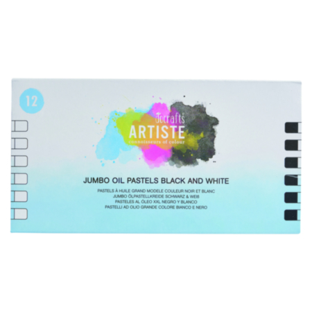 Jumbo Oil Pastels Blk Wht  Pack 12