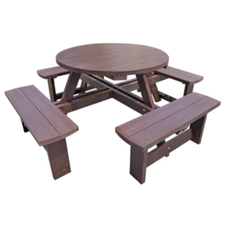Dovedale Adult Recycled Plastic Round Outdoor Picnic Table - 8 Seater