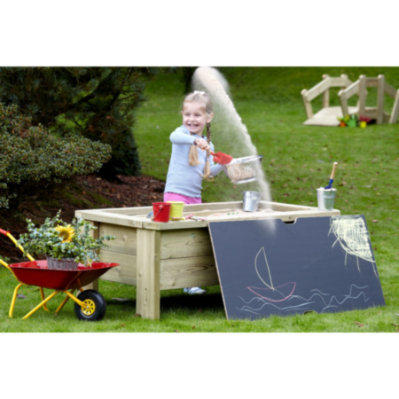 Millhouse Early Years Wooden Outdoor Playground Raised Sandpit with Chalkboard Lid
