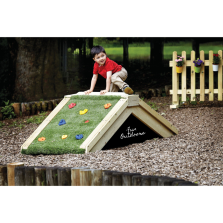 Millhouse Early Years Wooden Outdoor Climbing A-Frame with Sensory Mirror and Chalkboard
