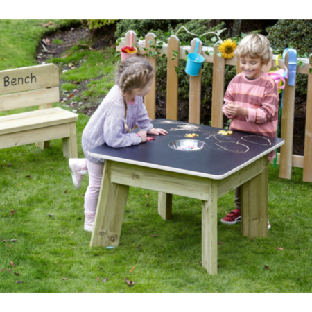 Millhouse Early Years Wooden Outdoor Playground Chalkboard Top Table 