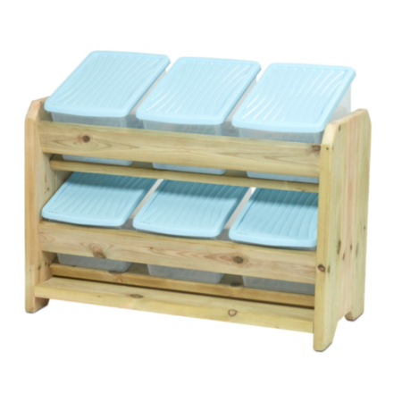 Millhouse Early Years Outdoor Redwood Tilt Tote Storage Unit with 6 Clear Tubs