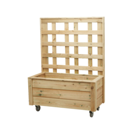 Millhouse Outdoor Mobile Wooden Planter With Trellis Panel