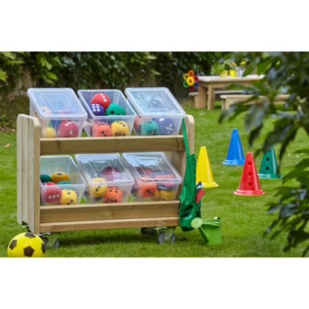 Millhouse Mobile Wooden Tilt Tote Storage Trolley