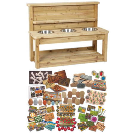 Millhouse Outdoor Wooden Multi Mud Bench plus Mud Kitchen Kit PT1143
