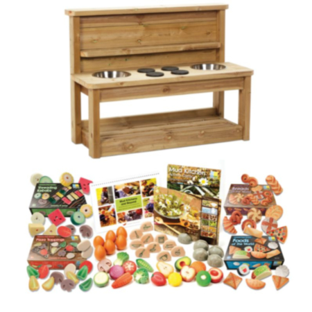 Millhouse Outdoor Wooden Large Mud Kitchen plus Mud Kitchen Kit PT1143
