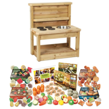 Millhouse Outdoor Wooden Small Mud Kitchen plus Mud Kitchen Kit PT1143