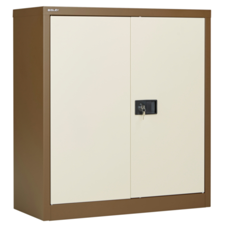 Bisley Steel Double Door Contract Cupboard with 1 Shelf - Coffee Cream