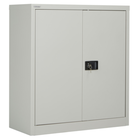 Bisley Steel Double Door Contract Cupboard with 1 Shelf - Goose Grey