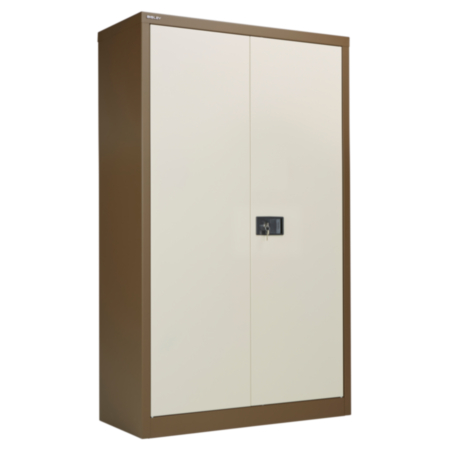 Bisley Steel Double Door Contract Cupboard with 3 Shelves - Coffee Cream