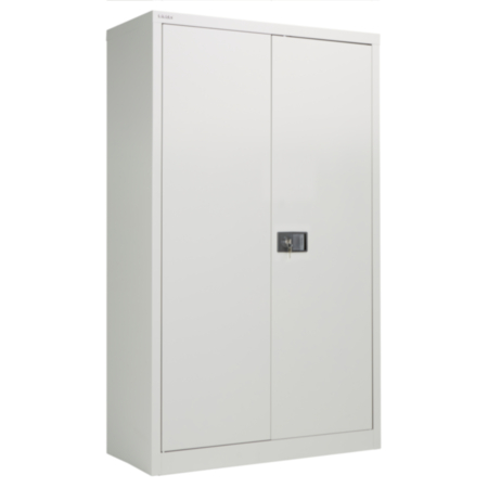 Bisley Steel Double Door Contract Cupboard with 3 Shelves - Goose Grey