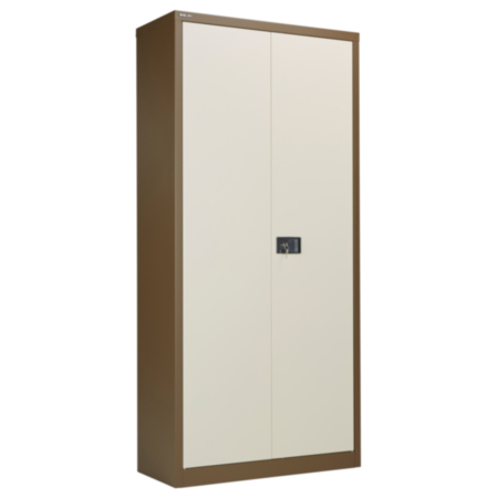 Bisley Steel Double Door Contract Cupboard with 4 Shelves - Coffee Cream