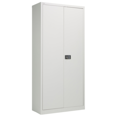 Bisley Steel Double Door Contract Cupboard with 4 Shelves - Goose Grey