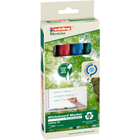 Edding-28 Eco Bullet Boardmarker Pack 4 Ass