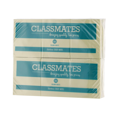 Classmates Yellow Sticky Notes 40x50mm Pack 12