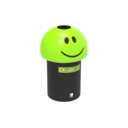 Playground Recycled Green Happy Emoji Face Bin for Schools
