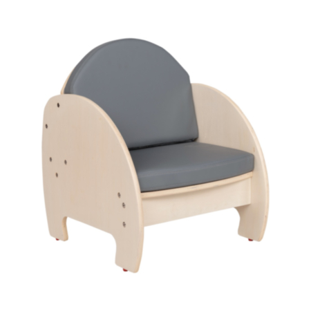 Indoor Early Years Wooden Arm Chair with Grey Cushion