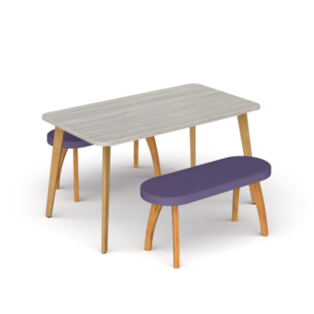 Saxon Breakout Curved Upholstered Bench with Solid Oak Legs