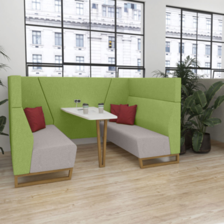 Encore Open High Back 6 Person Meeting Pod with Table Metal or Wooden Frame