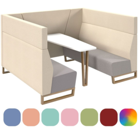 Encore Open High Back 6 Person Meeting Pod with Table Metal or Wooden Frame