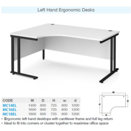 Maestro 25 Left/Right Hand Ergonomic Office Desk
