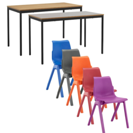 Hille Ergostak Chair and Fully Welded Table Secondary School Class Pack Bundle
