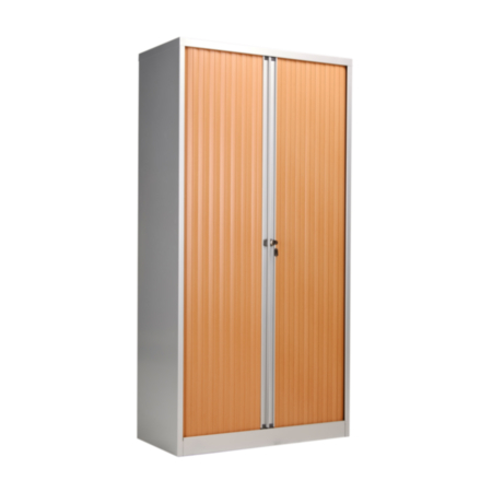 Bisley Steel Double Door Storage Cupboard 1985mm – Beech with Silver Carcass