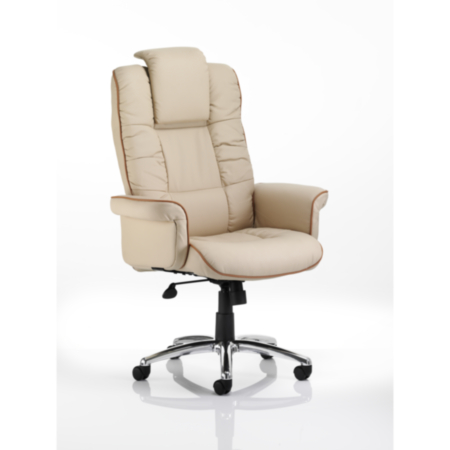 Chelsea Cream Soft Bonded Leather Executive Office Chair With Arms