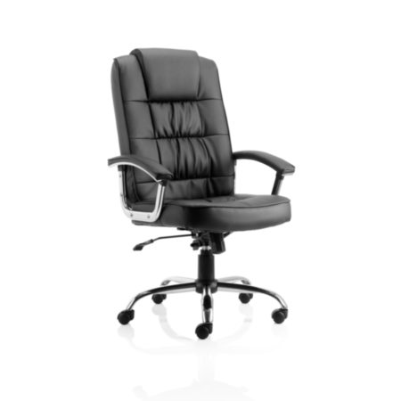 Moore Executive Deluxe Black Leather Chair With Arms