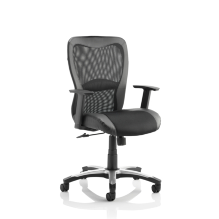 Victor II Black Leather &amp; Mesh Executive Office Chair With Arms