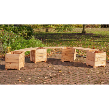 Outdoor Wooden Angled Seat with Planters