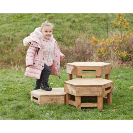 Early Years Wooden Outdoor Hexagon Steps (3Pk)