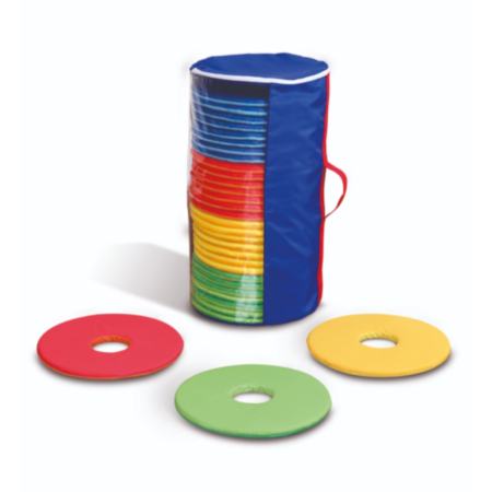 Rainbow Indoor and Outdoor Circular Children&#039;s Seat Cushions - Set of 32 with FREE Holdall