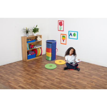 Rainbow Indoor and Outdoor Circular Children&#039;s Seat Cushions - Set of 32 with FREE Holdall