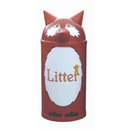 School Playground Fox Themed Litter Bin