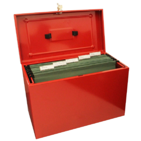 Foolscap Metal Box File - Red