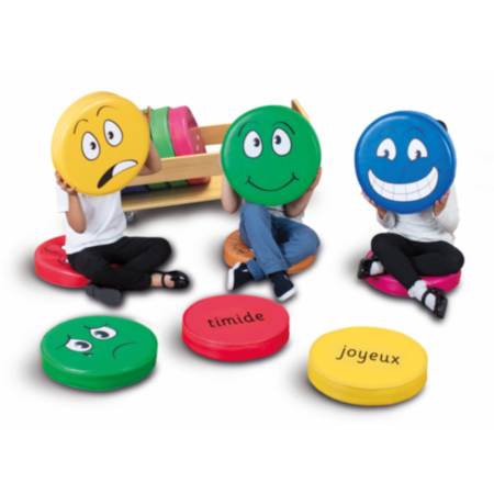 Classroom French Emotions Cushions Set of 12 with Tuf 2 Trolley