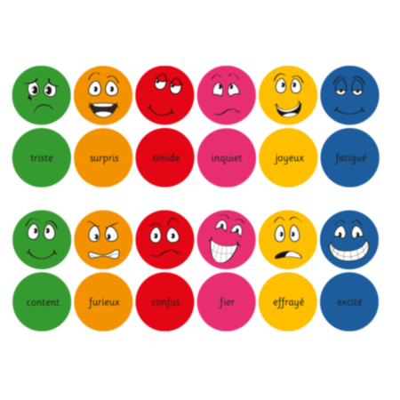 Classroom French Emotions Cushions Set of 12 with Tuf 2 Trolley