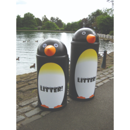 Playground Penguin Themed Litter Bin