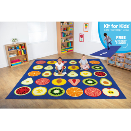 Fruit Themed Children&#039;s Placement Classroom Carpet includes FREE Mystery Runner Carpet