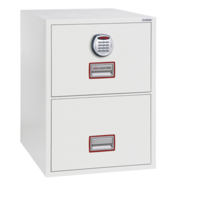 World Class Vertical Fire File FS2250K-E Series Steel Safe Inc 2 Drawers With Electronic Lock - White
