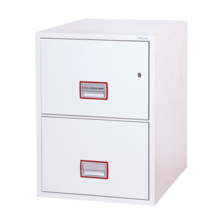 World Class Vertical Fire File FS2250K-E Series Steel Safe Inc 2 Drawers With Key Lock - White