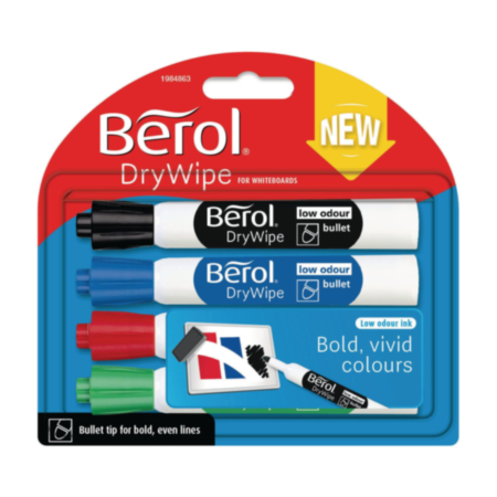 Berol Dwipe Marker Blt Asst Pack 4