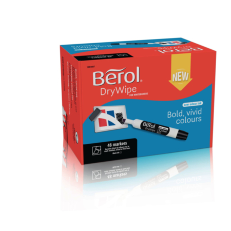 Berol Dry Wipe Marker Chisel Black x48