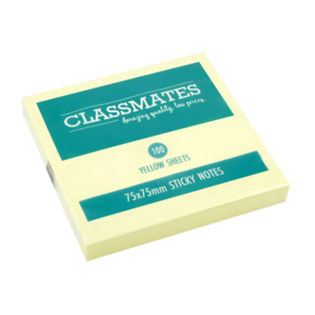 Classmates Sticky Note 75x75mm Yellow Pack 12