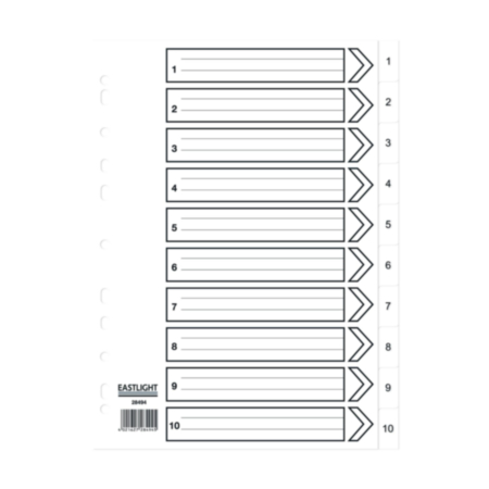 A4 Polyproplene Dividers 1-10